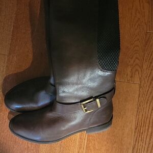 Clarks Brown Heeled Boots with Black Detail